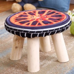 成瑞 松木小凳子 蘑菇圆形三腿轮胎款