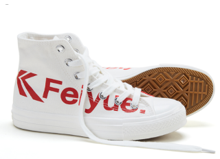 FEIYUE 飞跃 男女高帮帆布鞋情侣款logo小白鞋休闲板鞋 DF/1-2077
