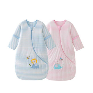 Les enphants 丽婴房 儿童针织舒弹丝夹棉抱抱睡袋 蓝白条纹 90cm*42cm