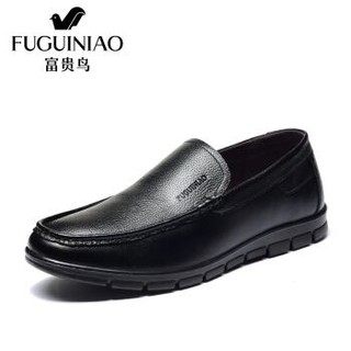 富贵鸟 FUGUINIAO A803100  男士商务休闲头层牛皮鞋舒适套脚日常