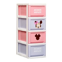 爱丽思IRIS 迪士尼卡通抽屉式塑料窄型收纳柜儿童柜整理柜鞋柜 4层粉/紫色