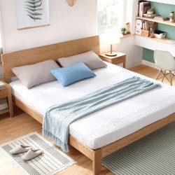 林氏木业 LS046MC1 白橡木双人床+床垫