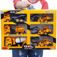 超大号惯性工程车玩具套装挖掘机 六只装（黄色）