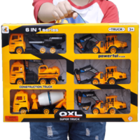 超大号惯性工程车玩具套装挖掘机 六只装（黄色）
