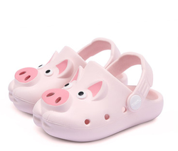 旺家小Q 2-3岁女孩拖鞋夏季小猪洞洞拖儿童防滑凉拖鞋女宝宝1幼儿