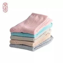 京造 5双装中筒袜女袜 女士吸汗透气休闲棉袜 马卡龙色时尚简约袜子