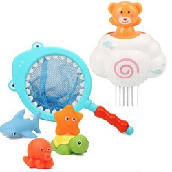 拥抱熊 宝宝戏水玩具套装 云朵下雨+鲨鱼捞+戏水玩具4只
