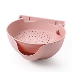 FSILE 双层嗑瓜子盘客厅塑料干果水果盘家用可沥水懒人果盒可放手机 粉色 *2件