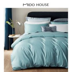 MIDO HOUSE 60支纯棉四件套 月牙边刺绣贡缎床上用品 纯色超柔软酒店套件1.5m床床笠