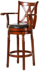 中亚Prime会员 : 百伽 美亚同款实木吧椅餐厅酒吧旋转高脚凳靠背吧台椅54012 棕色