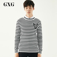 GXG 毛衫男装 冬季男士青年时尚黑白条圆领毛衫毛衣针织衫