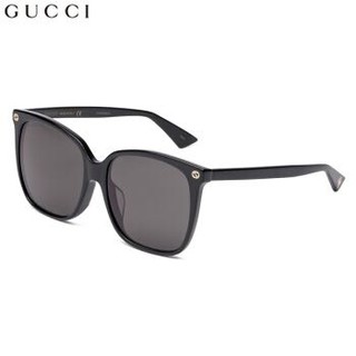 GUCCI 古驰 eyewear 太阳镜女 全框板材眼镜架 亚洲版女士墨镜 GG0022SA-001 黑色镜框灰色镜片 57mm