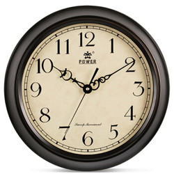 霸王（POWER）金属挂钟 客厅欧式钟表复古创意美式挂表简约北欧静音石英时钟 14英寸BW23037B