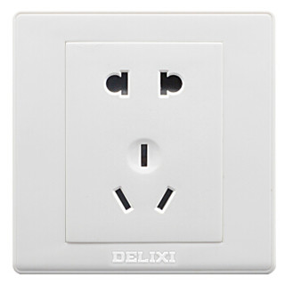 德力西（DELIXI）开关插座面板 10A五孔电源墙壁插座 雅白系列