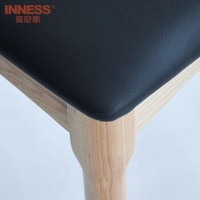 英尼斯 成人实木餐椅 牛角椅-原木色椅身哑光凳面