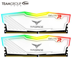 十铨(Team) DELTA RGB系列 DDR4 3200 16GB(8GB×2)套装 台式机内存 白色