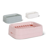 茶花肥皂盒沥水吸盘卫生间创意带盖便携皂架浴室洗衣双层香皂盒