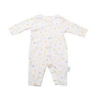 PurCotton 全棉时代 800-004939 婴幼儿针织长袖哈衣 59/44(建议0-3个月) 黄色棉花朵朵