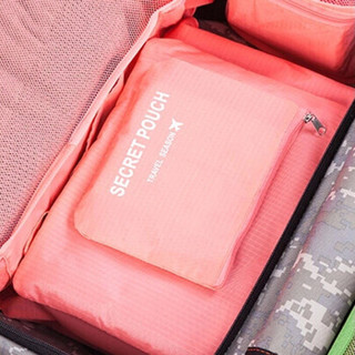 青苇 防水旅行收纳 行李箱整理袋 6件套 粉色