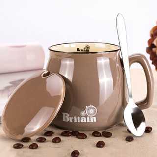 咖啡杯套装 陶瓷杯子 马克杯带盖带勺创意陶瓷杯带盖带勺