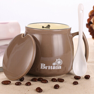 Beisesi 贝瑟斯 咖啡杯套装 陶瓷杯子 马克杯带盖带勺创意陶瓷杯带盖带勺