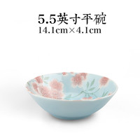 美浓烧日式陶瓷碗5.5英寸家用饭碗面碗汤碗水果沙拉碗大号樱花碗礼品碗（蓝）