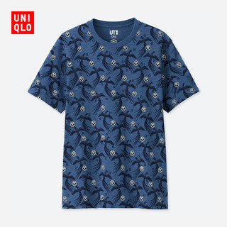 UNIQLO 优衣库 男 (UT)印花T恤 (SAKAGURA、418098 、XXL、蓝色)