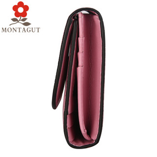 MONTAGUT 梦特娇 青年多卡位牛皮钱夹手拿包车缝线 R2422261024 豆沙红