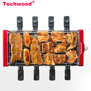 Techwood 电烧烤炉 不粘电烤盘无烟电烤炉家用烤串机铁板烤肉锅 天狐 GR-108(大号-豪华款)