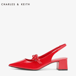 CHARLES＆KEITH夏凉鞋女CK1-60900033-1甜美花朵粗高跟尖头玛丽珍