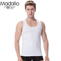 莫代尔背心男士弹力修身透气圆领莫代尔棉打底背心白色L