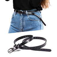 斯提亚(STIYA)女士皮带 韩版女式时尚装饰针扣连衣裙细腰封简约休闲女士腰带 862S081004黑色