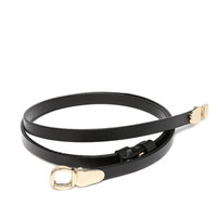 OMTO 女士皮带细腰带 头层牛皮时尚装饰职业简易韩版百搭裤带细窄皮带 黑色