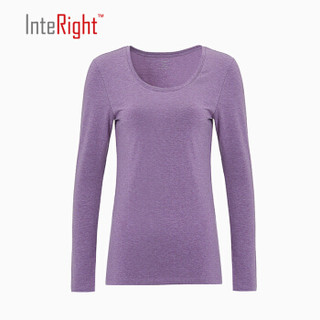InteRight 女士麻纱圆领打底衫 (XL码、麻紫色)