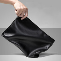 pabin 帕宾 男士手包大容量头层牛皮手抓包男款商务手拿包软皮信封包潮IPAD包 PB312大号黑色