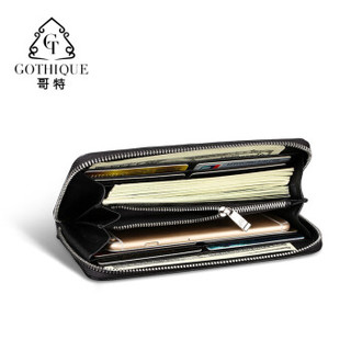哥特（Gothique） 鳄鱼皮钱包男士鳄鱼钱包手包商务手拿包GT6046黑色标准版