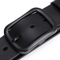 稻草人(MEXICAN)男士皮带针扣牛皮复古青年腰带商务裤带休闲MXI11074M-01A黑色