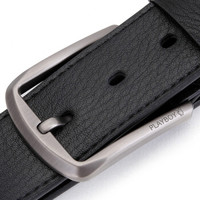 花花公子playboy男士牛皮针扣腰带男款休闲百搭裤皮带1471黑色