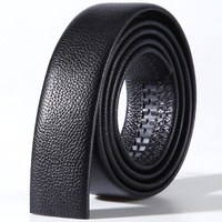 红谷HONGU男士无头皮带条自动扣腰带男款头层牛皮带身不带头 H2110154漆黑