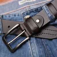 博牌Bopai皮带男士 休闲针扣头层牛皮腰带 商务男式裤带啡色713-005632