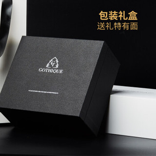 哥特（Gothique）鳄鱼皮钱包男鳄鱼肚皮短款手包礼盒包装GT5026黑色横款