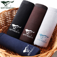 七匹狼男士内裤 男棉质平角裤中腰u凸四角裤4条盒装 混色平角 L(170/85)