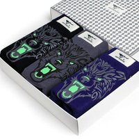 七匹狼男士内裤男平角裤纯棉透气男生裤头夜光狼潮流青年男式四角裤 3条装XL 95015