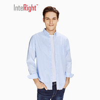 InteRight 男士磨毛竖条纹棉质衬衫 (41、蓝白条)