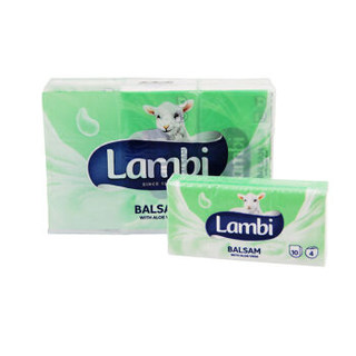 兰彼（Lambi）原生木浆 芦荟乳液香脂面巾纸/手帕纸 4层 6包/条