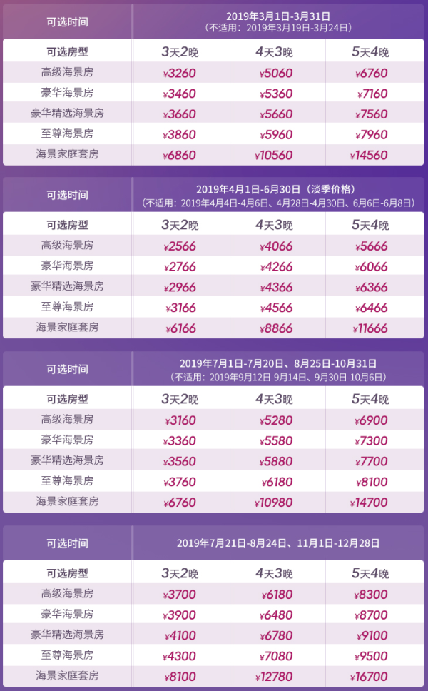 亲子优选!三亚海棠湾仁恒皇冠假日酒店 海景房2-4晚度假套餐