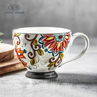 PLUS会员：佳佰 创意陶瓷马克杯 大容量牛奶咖啡茶杯子 400ml