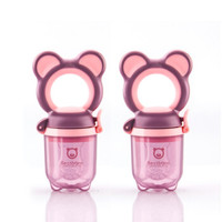 贝适邦 婴儿宝宝吃水果咬咬乐果蔬乐磨牙棒 咬咬袋辅食器  粉紫色（两只装）