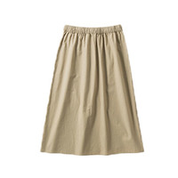 INMAN 茵曼 夏装日系气质范大口袋小A型松紧腰半身裙女 18821|10205 卡其色 S