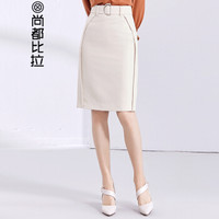 尚都比拉（Sentubila） 2019春季新品气质可淑女拆卸腰带包臀半身裙 182Q1819754 杏色 XL